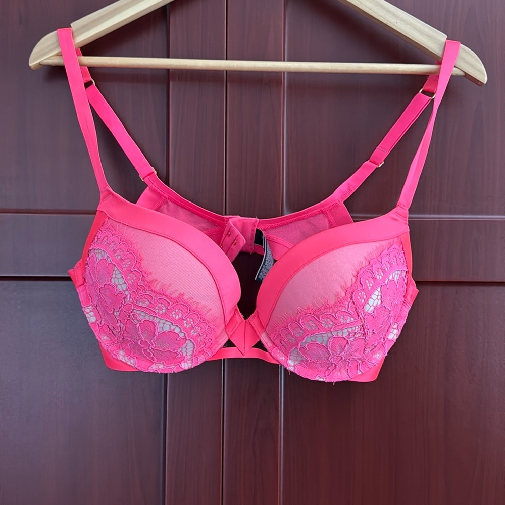 Victoria's Secret Very Sexy Push Up Bra 36C Pink Floral Lace - Picture 3 of 6